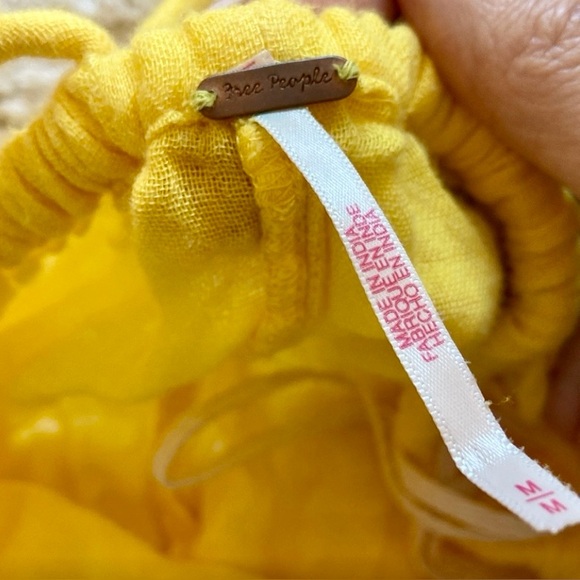 Free People Knot it Up Primrose Yellow Gauze Jumpsuit 💛 Medium Oversized - Picture 7 of 13